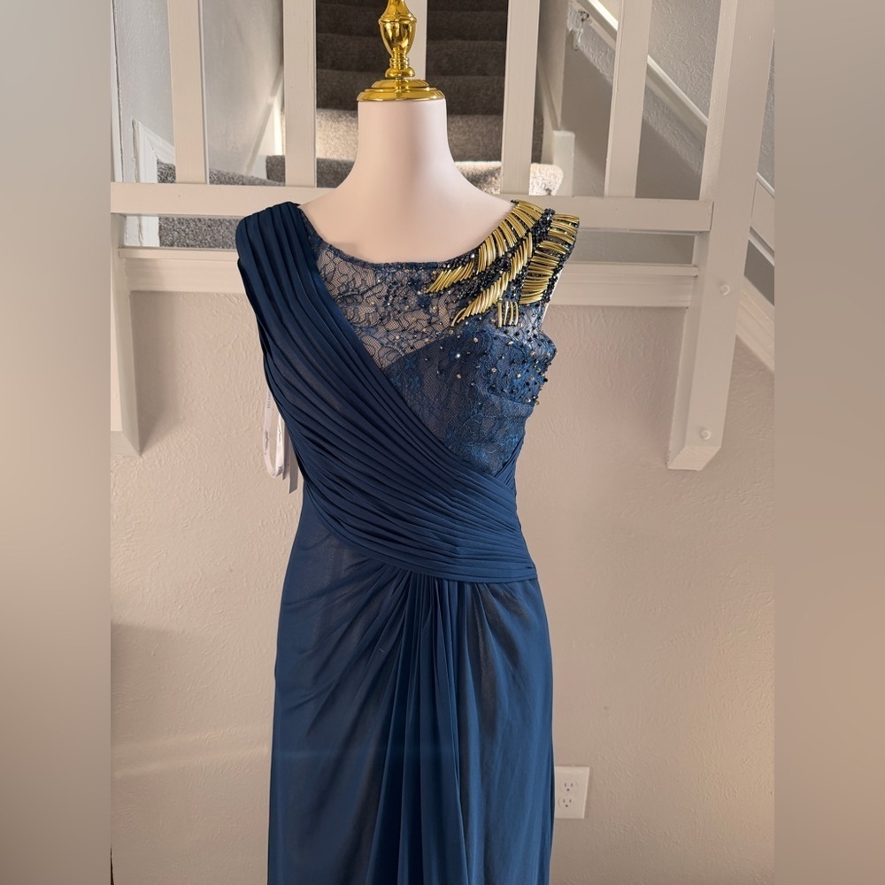 One Shoulder Navy Blue Dress - Picture 2 of 13
